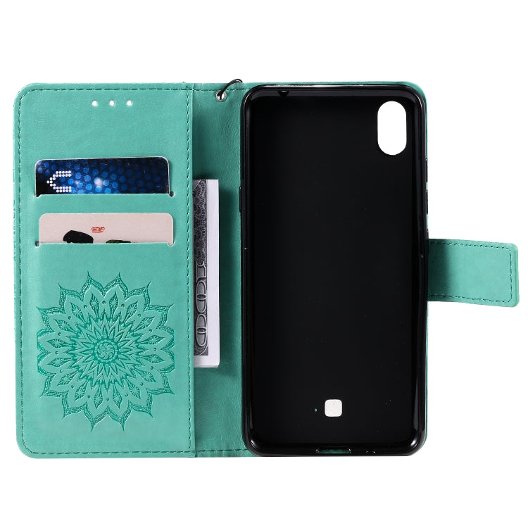 Pressed Printing Sunflower Pattern Horizontal Flip PU Leather Case with Holder & Card Slots & Wallet & Lanyard, For LG K20 (2019), For LG K30 (2019), For LG K40S