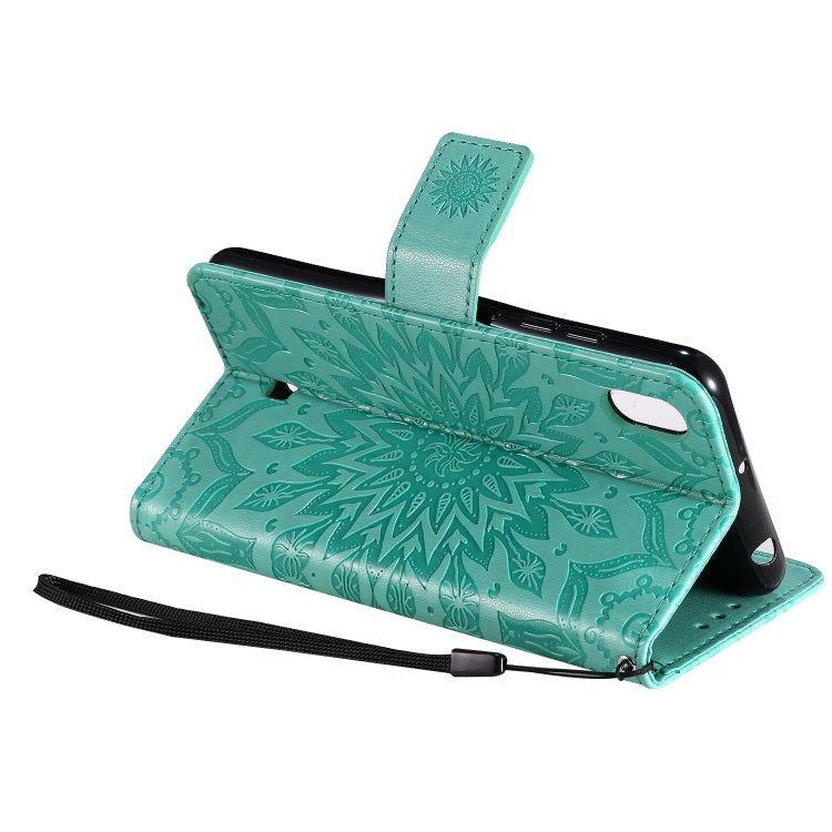 Pressed Printing Sunflower Pattern Horizontal Flip PU Leather Case with Holder & Card Slots & Wallet & Lanyard, For LG K20 (2019), For LG K30 (2019), For LG K40S