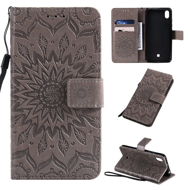 Pressed Printing Sunflower Pattern Horizontal Flip PU Leather Case with Holder & Card Slots & Wallet & Lanyard, For LG K20 (2019), For LG K30 (2019), For LG K40S