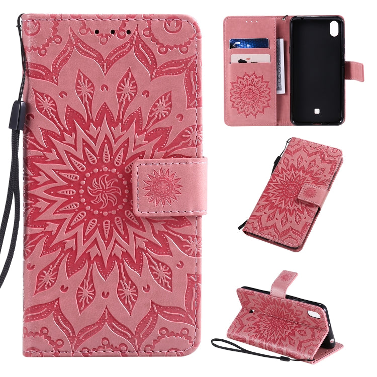 Pressed Printing Sunflower Pattern Horizontal Flip PU Leather Case with Holder & Card Slots & Wallet & Lanyard, For LG K20 (2019), For LG K30 (2019), For LG K40S