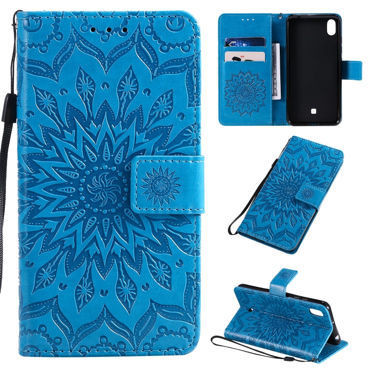 Pressed Printing Sunflower Pattern Horizontal Flip PU Leather Case with Holder & Card Slots & Wallet & Lanyard, For LG K20 (2019), For LG K30 (2019), For LG K40S