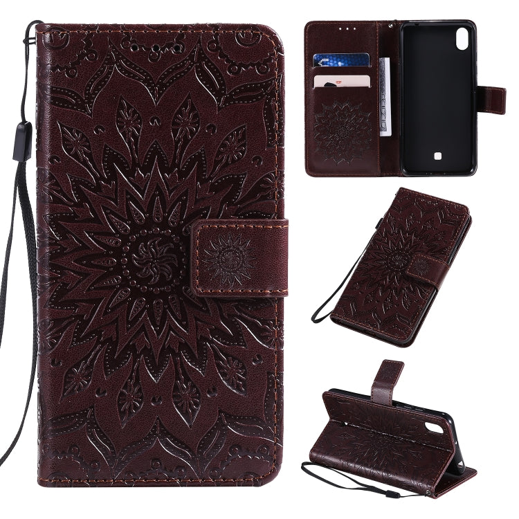 Pressed Printing Sunflower Pattern Horizontal Flip PU Leather Case with Holder & Card Slots & Wallet & Lanyard, For LG K20 (2019), For LG K30 (2019), For LG K40S