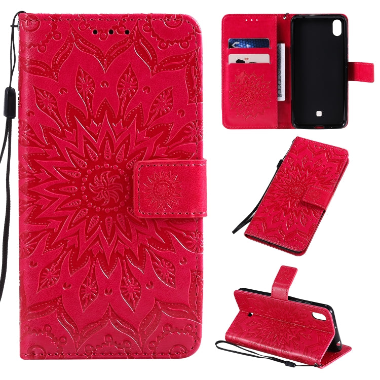 Pressed Printing Sunflower Pattern Horizontal Flip PU Leather Case with Holder & Card Slots & Wallet & Lanyard, For LG K20 (2019), For LG K30 (2019), For LG K40S