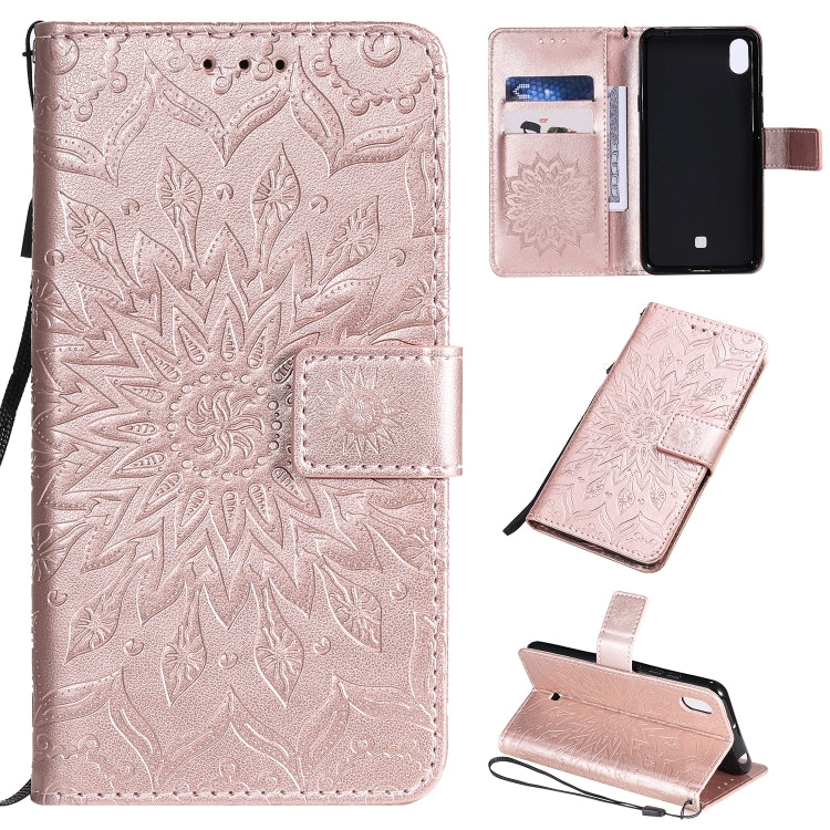 Pressed Printing Sunflower Pattern Horizontal Flip PU Leather Case with Holder & Card Slots & Wallet & Lanyard, For LG K20 (2019), For LG K30 (2019), For LG K40S