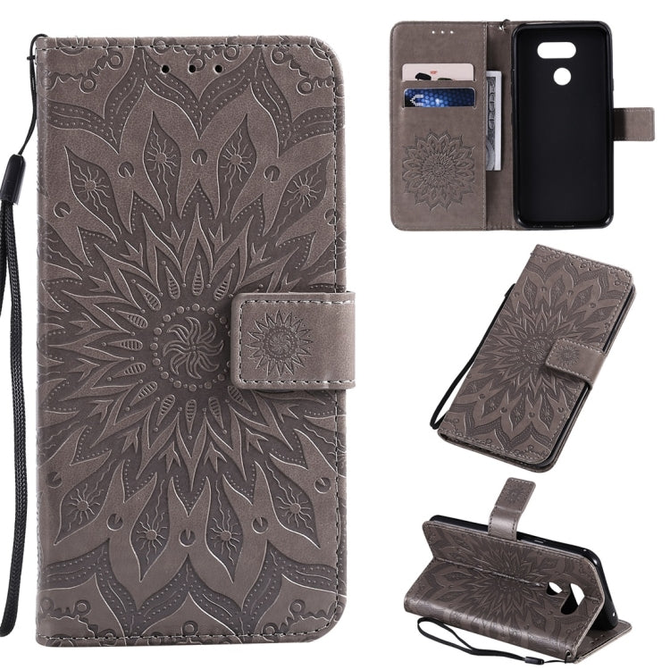 Pressed Printing Sunflower Pattern Horizontal Flip PU Leather Case with Holder & Card Slots & Wallet & Lanyard, For LG K20 (2019), For LG K30 (2019), For LG K40S