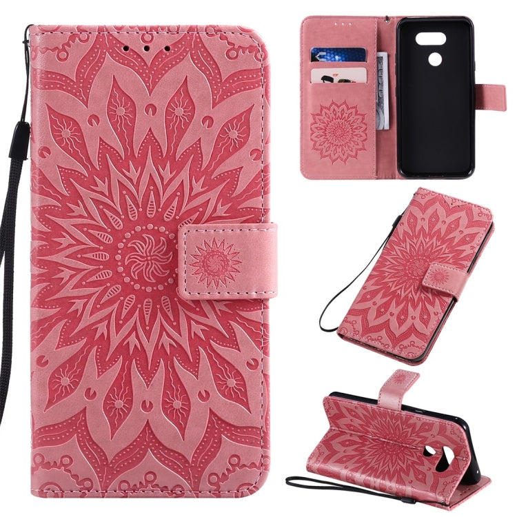 Pressed Printing Sunflower Pattern Horizontal Flip PU Leather Case with Holder & Card Slots & Wallet & Lanyard, For LG K20 (2019), For LG K30 (2019), For LG K40S