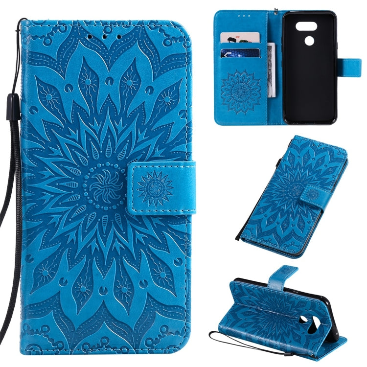 Pressed Printing Sunflower Pattern Horizontal Flip PU Leather Case with Holder & Card Slots & Wallet & Lanyard, For LG K20 (2019), For LG K30 (2019), For LG K40S
