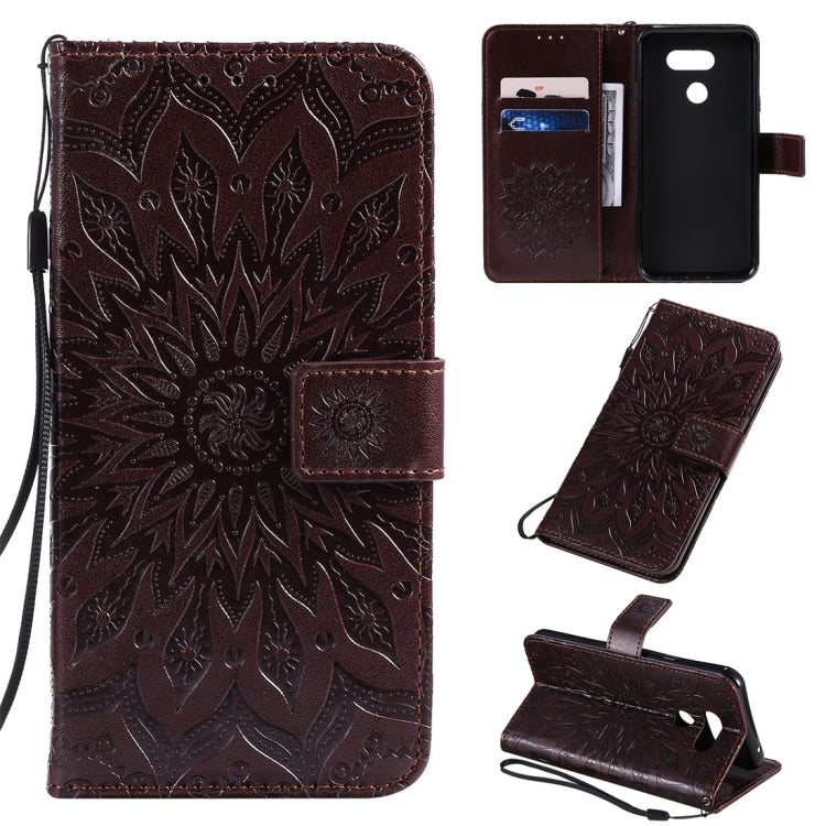 Pressed Printing Sunflower Pattern Horizontal Flip PU Leather Case with Holder & Card Slots & Wallet & Lanyard, For LG K20 (2019), For LG K30 (2019), For LG K40S