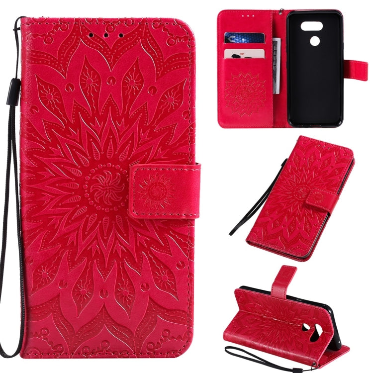 Pressed Printing Sunflower Pattern Horizontal Flip PU Leather Case with Holder & Card Slots & Wallet & Lanyard, For LG K20 (2019), For LG K30 (2019), For LG K40S