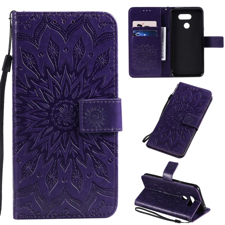 Pressed Printing Sunflower Pattern Horizontal Flip PU Leather Case with Holder & Card Slots & Wallet & Lanyard, For LG K20 (2019), For LG K30 (2019), For LG K40S
