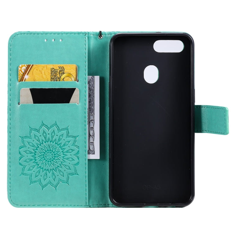 Pressed Printing Sunflower Pattern Horizontal Flip PU Leather Case with Holder & Card Slots & Wallet & Lanyard, For OPPO A5 / A35, For OPPO F11, For OPPO F11 Pro