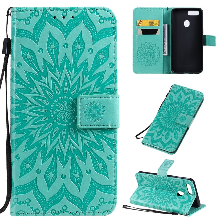 Pressed Printing Sunflower Pattern Horizontal Flip PU Leather Case with Holder & Card Slots & Wallet & Lanyard, For OPPO A5 / A35, For OPPO F11, For OPPO F11 Pro