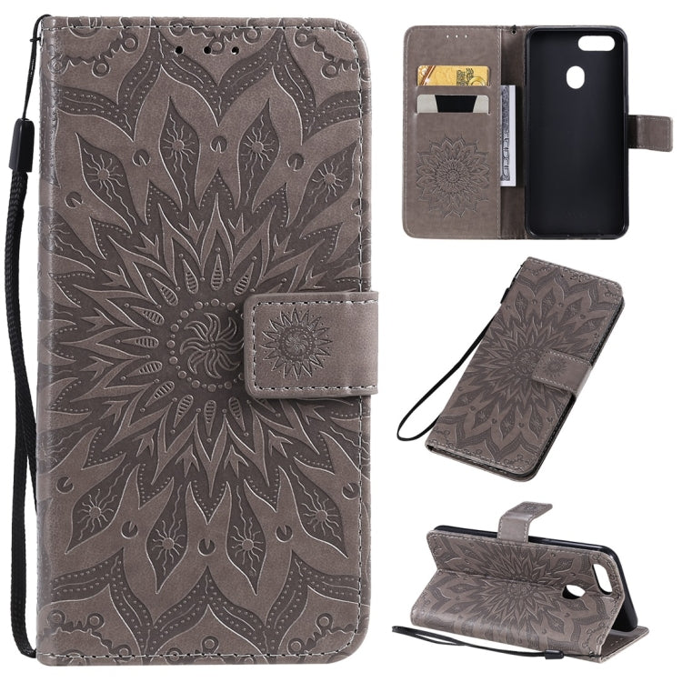 Pressed Printing Sunflower Pattern Horizontal Flip PU Leather Case with Holder & Card Slots & Wallet & Lanyard, For OPPO A5 / A35, For OPPO F11, For OPPO F11 Pro