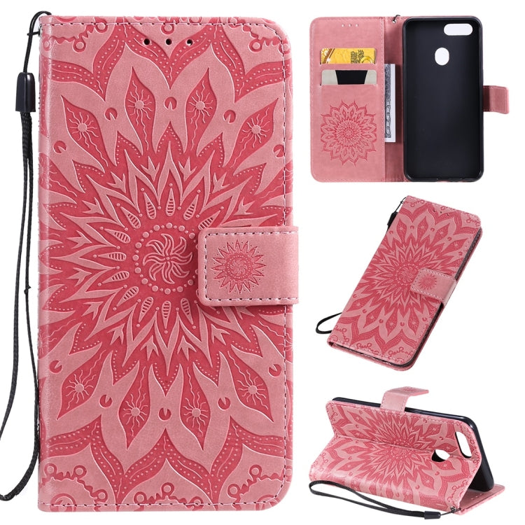 Pressed Printing Sunflower Pattern Horizontal Flip PU Leather Case with Holder & Card Slots & Wallet & Lanyard, For OPPO A5 / A35, For OPPO F11, For OPPO F11 Pro