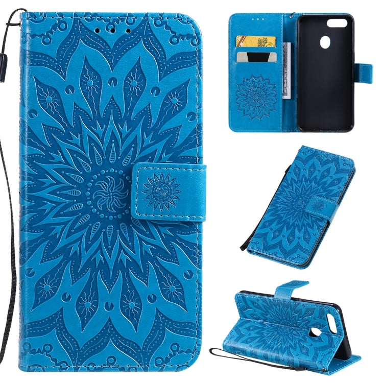 Pressed Printing Sunflower Pattern Horizontal Flip PU Leather Case with Holder & Card Slots & Wallet & Lanyard, For OPPO A5 / A35, For OPPO F11, For OPPO F11 Pro