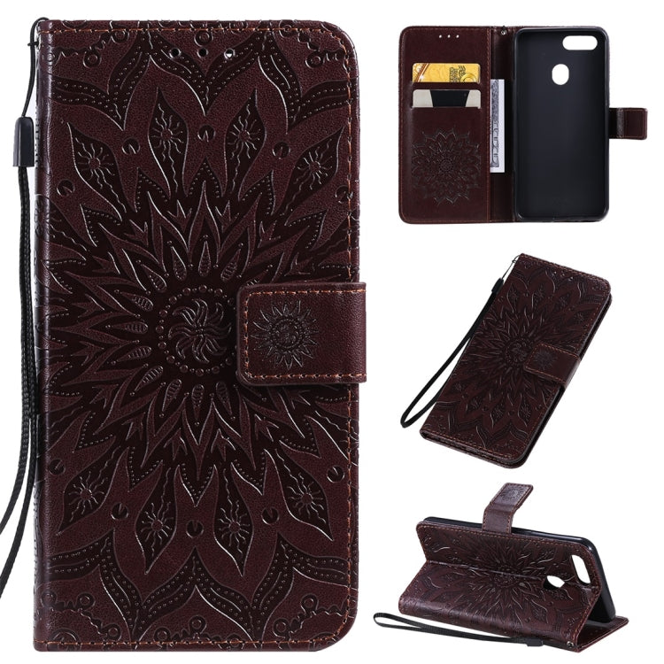 Pressed Printing Sunflower Pattern Horizontal Flip PU Leather Case with Holder & Card Slots & Wallet & Lanyard, For OPPO A5 / A35, For OPPO F11, For OPPO F11 Pro