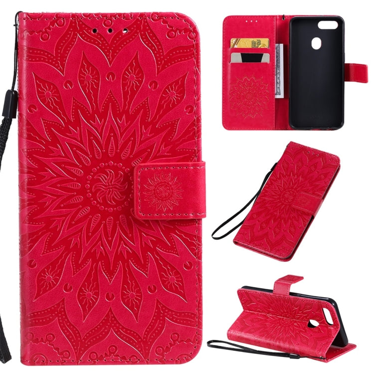 Pressed Printing Sunflower Pattern Horizontal Flip PU Leather Case with Holder & Card Slots & Wallet & Lanyard, For OPPO A5 / A35, For OPPO F11, For OPPO F11 Pro