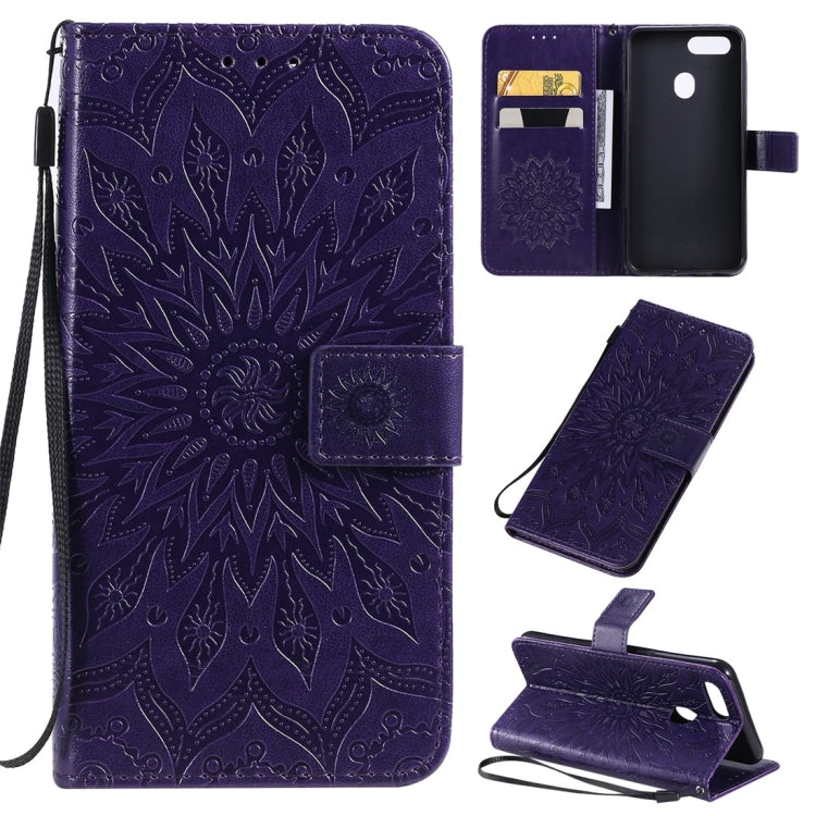 Pressed Printing Sunflower Pattern Horizontal Flip PU Leather Case with Holder & Card Slots & Wallet & Lanyard, For OPPO A5 / A35, For OPPO F11, For OPPO F11 Pro