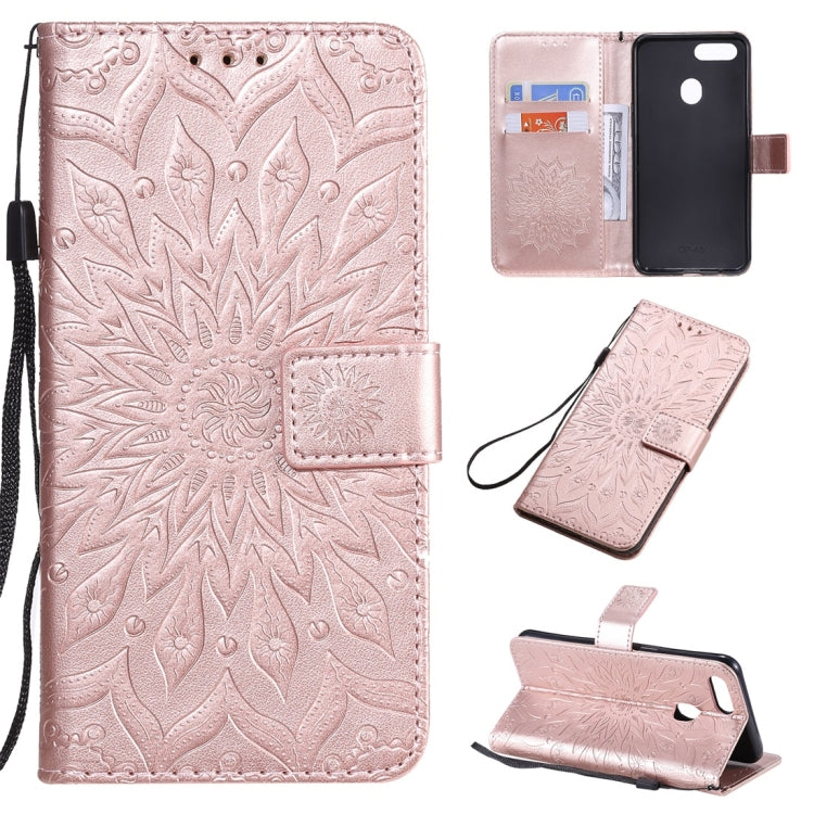 Pressed Printing Sunflower Pattern Horizontal Flip PU Leather Case with Holder & Card Slots & Wallet & Lanyard, For OPPO A5 / A35, For OPPO F11, For OPPO F11 Pro