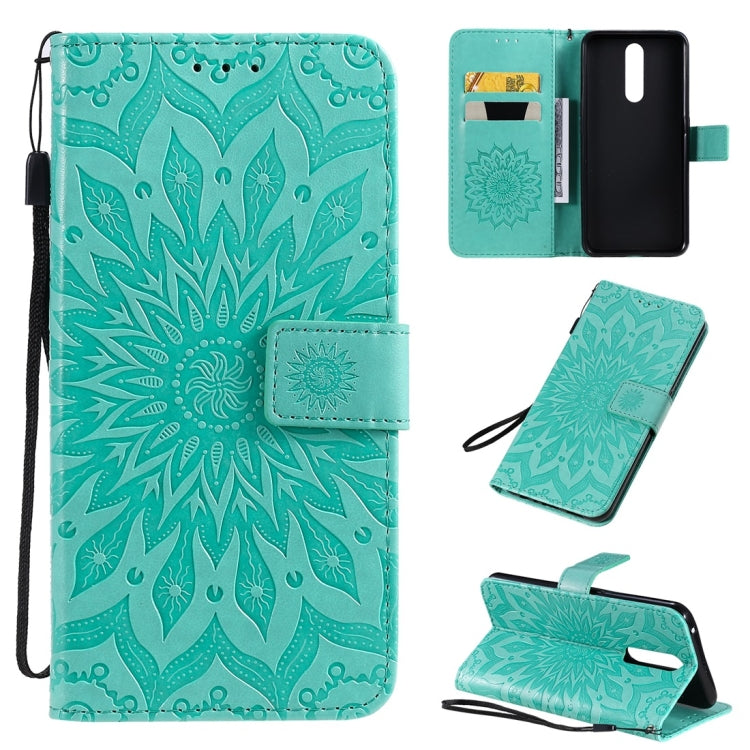 Pressed Printing Sunflower Pattern Horizontal Flip PU Leather Case with Holder & Card Slots & Wallet & Lanyard, For OPPO A5 / A35, For OPPO F11, For OPPO F11 Pro