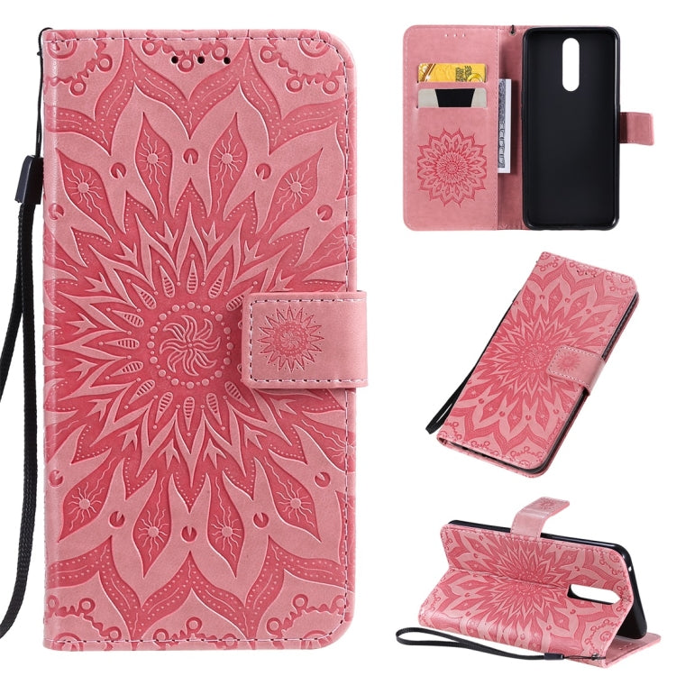Pressed Printing Sunflower Pattern Horizontal Flip PU Leather Case with Holder & Card Slots & Wallet & Lanyard, For OPPO A5 / A35, For OPPO F11, For OPPO F11 Pro