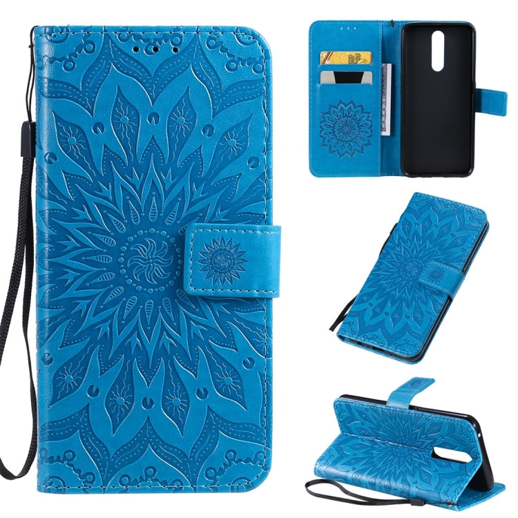 Pressed Printing Sunflower Pattern Horizontal Flip PU Leather Case with Holder & Card Slots & Wallet & Lanyard, For OPPO A5 / A35, For OPPO F11, For OPPO F11 Pro