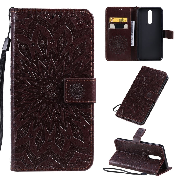 Pressed Printing Sunflower Pattern Horizontal Flip PU Leather Case with Holder & Card Slots & Wallet & Lanyard, For OPPO A5 / A35, For OPPO F11, For OPPO F11 Pro