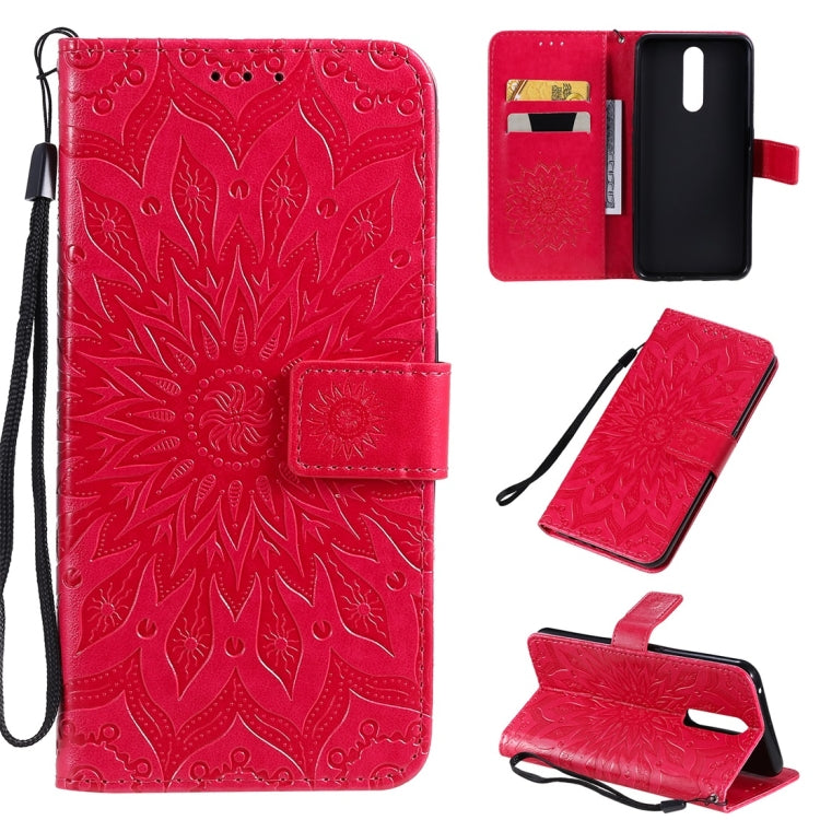 Pressed Printing Sunflower Pattern Horizontal Flip PU Leather Case with Holder & Card Slots & Wallet & Lanyard, For OPPO A5 / A35, For OPPO F11, For OPPO F11 Pro