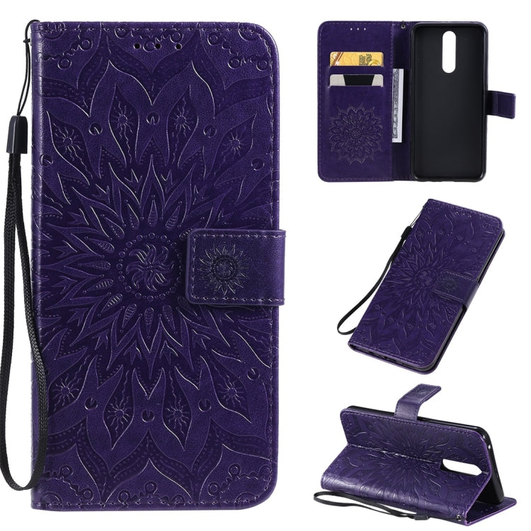 Pressed Printing Sunflower Pattern Horizontal Flip PU Leather Case with Holder & Card Slots & Wallet & Lanyard, For OPPO A5 / A35, For OPPO F11, For OPPO F11 Pro