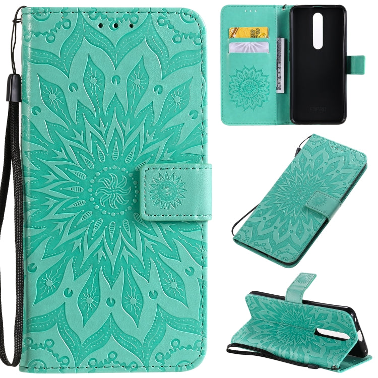 Pressed Printing Sunflower Pattern Horizontal Flip PU Leather Case with Holder & Card Slots & Wallet & Lanyard, For OPPO A5 / A35, For OPPO F11, For OPPO F11 Pro