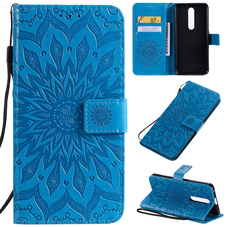 Pressed Printing Sunflower Pattern Horizontal Flip PU Leather Case with Holder & Card Slots & Wallet & Lanyard, For OPPO A5 / A35, For OPPO F11, For OPPO F11 Pro