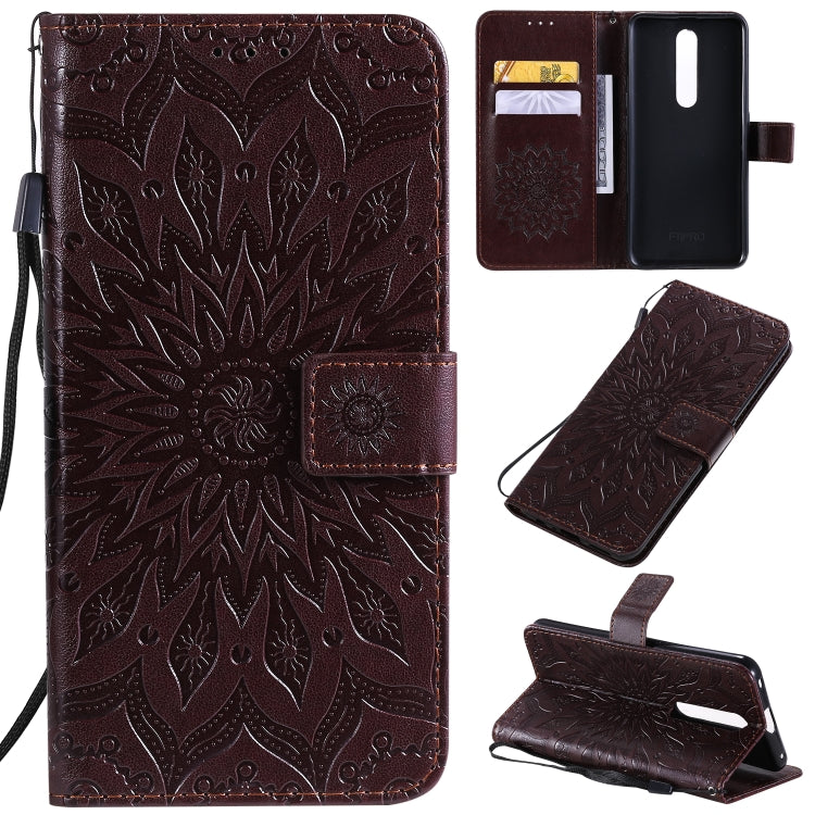 Pressed Printing Sunflower Pattern Horizontal Flip PU Leather Case with Holder & Card Slots & Wallet & Lanyard, For OPPO A5 / A35, For OPPO F11, For OPPO F11 Pro