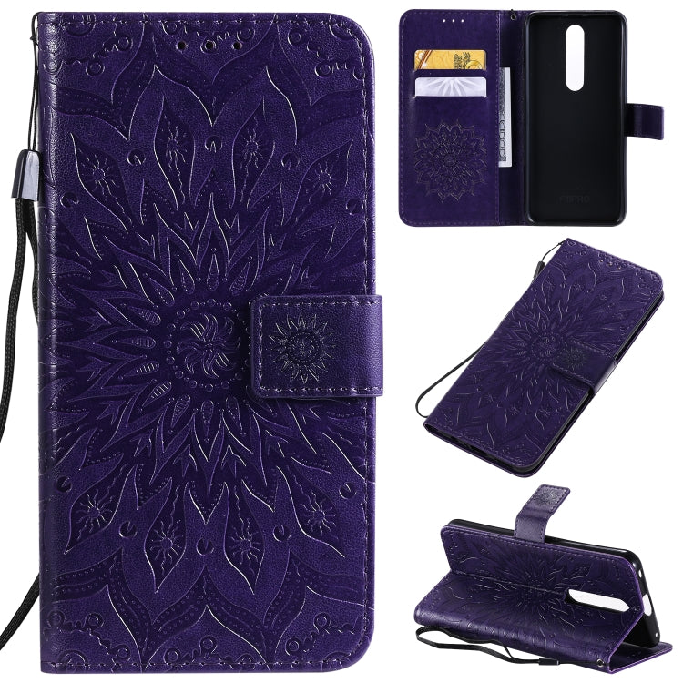 Pressed Printing Sunflower Pattern Horizontal Flip PU Leather Case with Holder & Card Slots & Wallet & Lanyard, For OPPO A5 / A35, For OPPO F11, For OPPO F11 Pro
