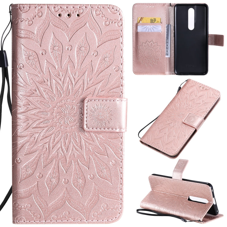 Pressed Printing Sunflower Pattern Horizontal Flip PU Leather Case with Holder & Card Slots & Wallet & Lanyard, For OPPO A5 / A35, For OPPO F11, For OPPO F11 Pro