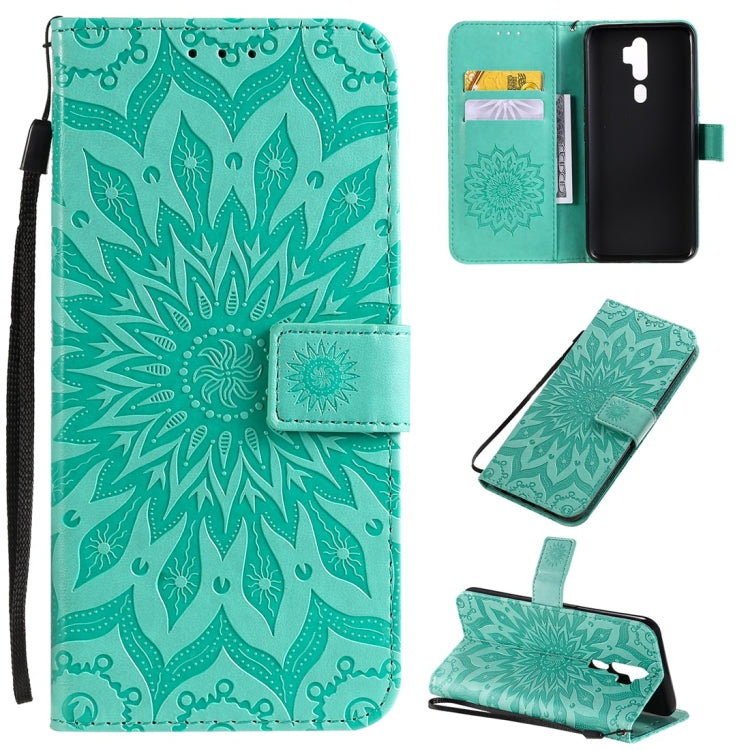 Pressed Printing Sunflower Pattern Horizontal Flip PU Leather Case with Holder & Card Slots & Wallet & Lanyard, For OPPO A9 2020 / A5 2020, For OPPO A7 / A5s, For Vivo V11i