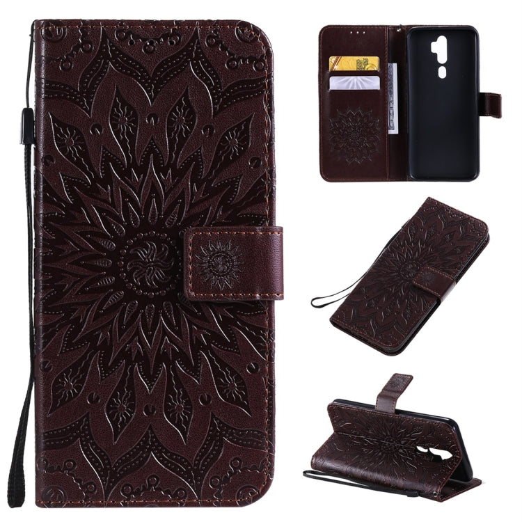 Pressed Printing Sunflower Pattern Horizontal Flip PU Leather Case with Holder & Card Slots & Wallet & Lanyard, For OPPO A9 2020 / A5 2020, For OPPO A7 / A5s, For Vivo V11i