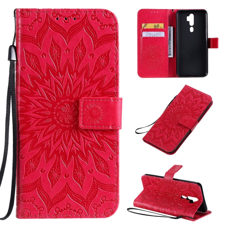 Pressed Printing Sunflower Pattern Horizontal Flip PU Leather Case with Holder & Card Slots & Wallet & Lanyard, For OPPO A9 2020 / A5 2020, For OPPO A7 / A5s, For Vivo V11i
