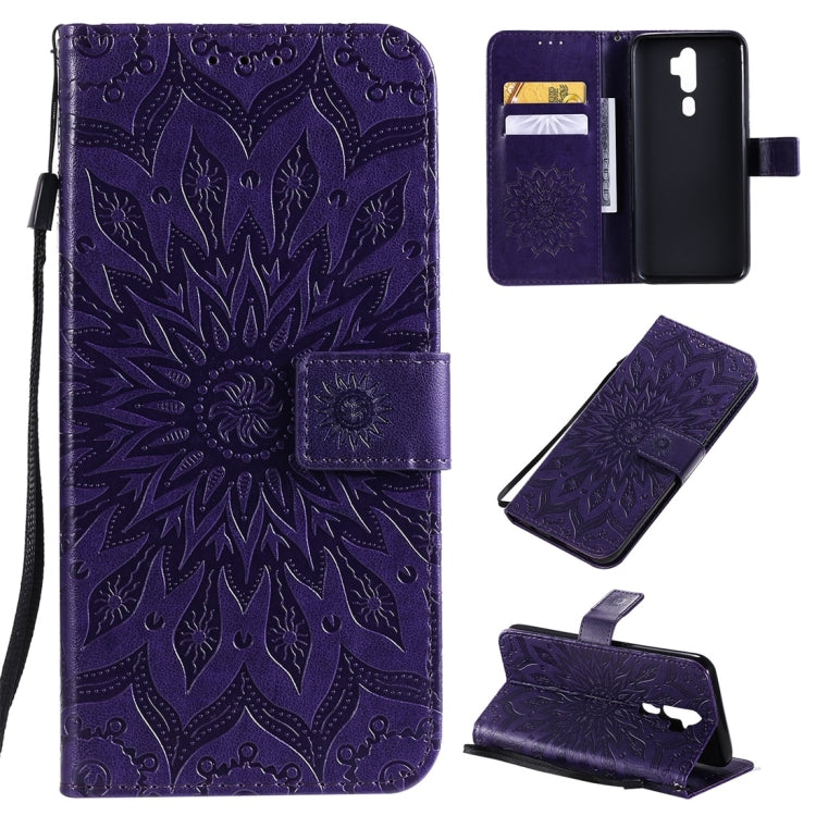 Pressed Printing Sunflower Pattern Horizontal Flip PU Leather Case with Holder & Card Slots & Wallet & Lanyard, For OPPO A9 2020 / A5 2020, For OPPO A7 / A5s, For Vivo V11i