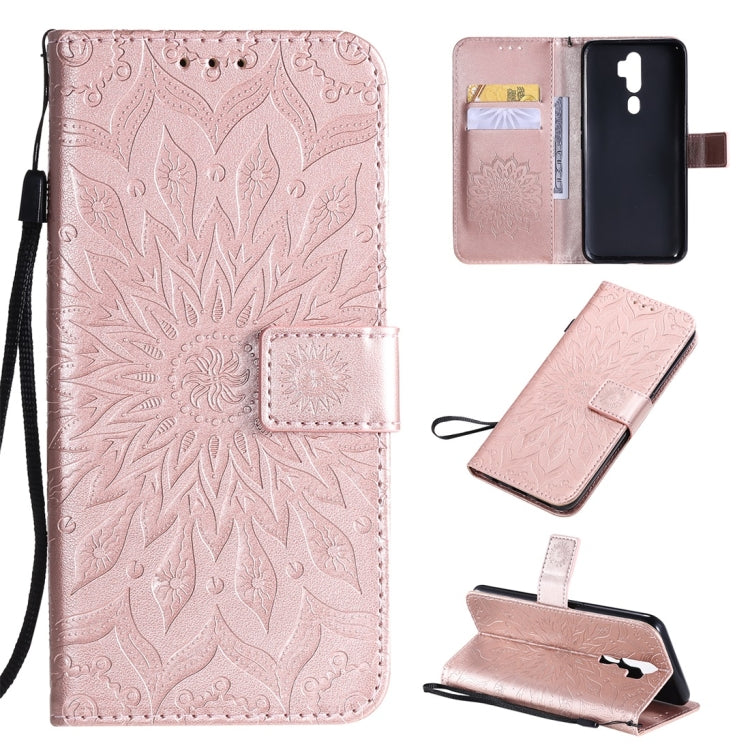 Pressed Printing Sunflower Pattern Horizontal Flip PU Leather Case with Holder & Card Slots & Wallet & Lanyard, For OPPO A9 2020 / A5 2020, For OPPO A7 / A5s, For Vivo V11i
