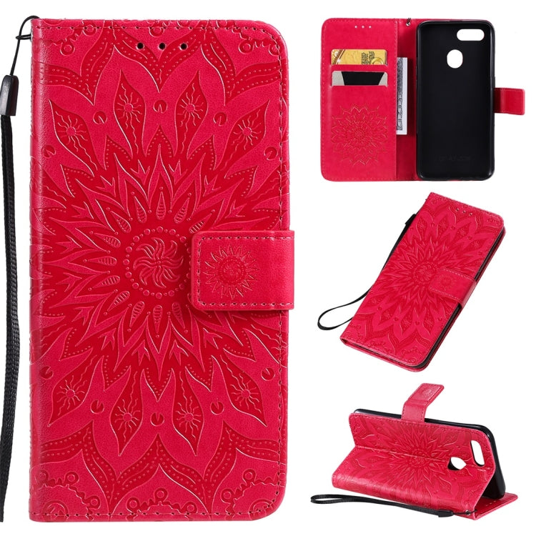 Pressed Printing Sunflower Pattern Horizontal Flip PU Leather Case with Holder & Card Slots & Wallet & Lanyard, For OPPO A9 2020 / A5 2020, For OPPO A7 / A5s, For Vivo V11i