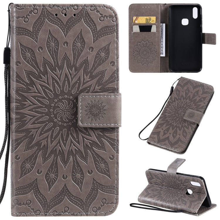 Pressed Printing Sunflower Pattern Horizontal Flip PU Leather Case with Holder & Card Slots & Wallet & Lanyard, For OPPO A9 2020 / A5 2020, For OPPO A7 / A5s, For Vivo V11i