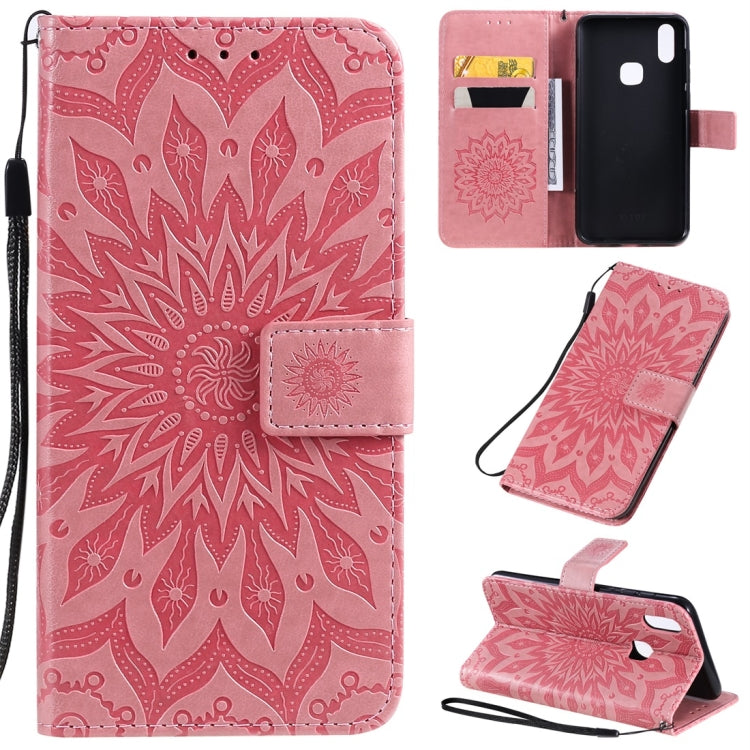 Pressed Printing Sunflower Pattern Horizontal Flip PU Leather Case with Holder & Card Slots & Wallet & Lanyard, For OPPO A9 2020 / A5 2020, For OPPO A7 / A5s, For Vivo V11i