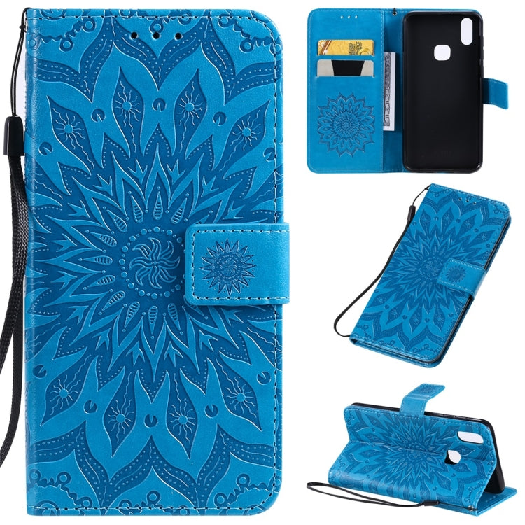 Pressed Printing Sunflower Pattern Horizontal Flip PU Leather Case with Holder & Card Slots & Wallet & Lanyard, For OPPO A9 2020 / A5 2020, For OPPO A7 / A5s, For Vivo V11i
