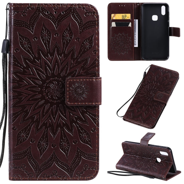 Pressed Printing Sunflower Pattern Horizontal Flip PU Leather Case with Holder & Card Slots & Wallet & Lanyard, For OPPO A9 2020 / A5 2020, For OPPO A7 / A5s, For Vivo V11i