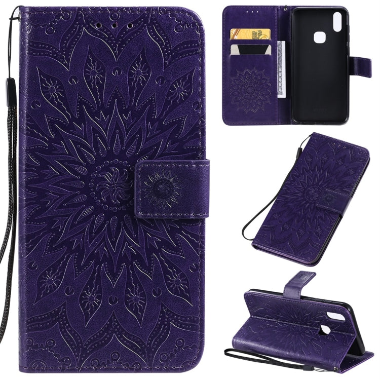 Pressed Printing Sunflower Pattern Horizontal Flip PU Leather Case with Holder & Card Slots & Wallet & Lanyard, For OPPO A9 2020 / A5 2020, For OPPO A7 / A5s, For Vivo V11i