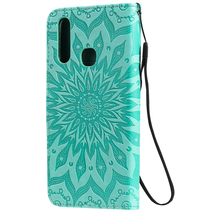 Pressed Printing Sunflower Pattern Horizontal Flip PU Leather Case with Holder & Card Slots & Wallet & Lanyard, For Vivo Y15 / Y17, For Huawei Enjoy 10S, For Xiaomi Redmi 8