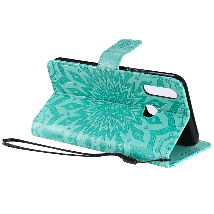 Pressed Printing Sunflower Pattern Horizontal Flip PU Leather Case with Holder & Card Slots & Wallet & Lanyard, For Vivo Y15 / Y17, For Huawei Enjoy 10S, For Xiaomi Redmi 8