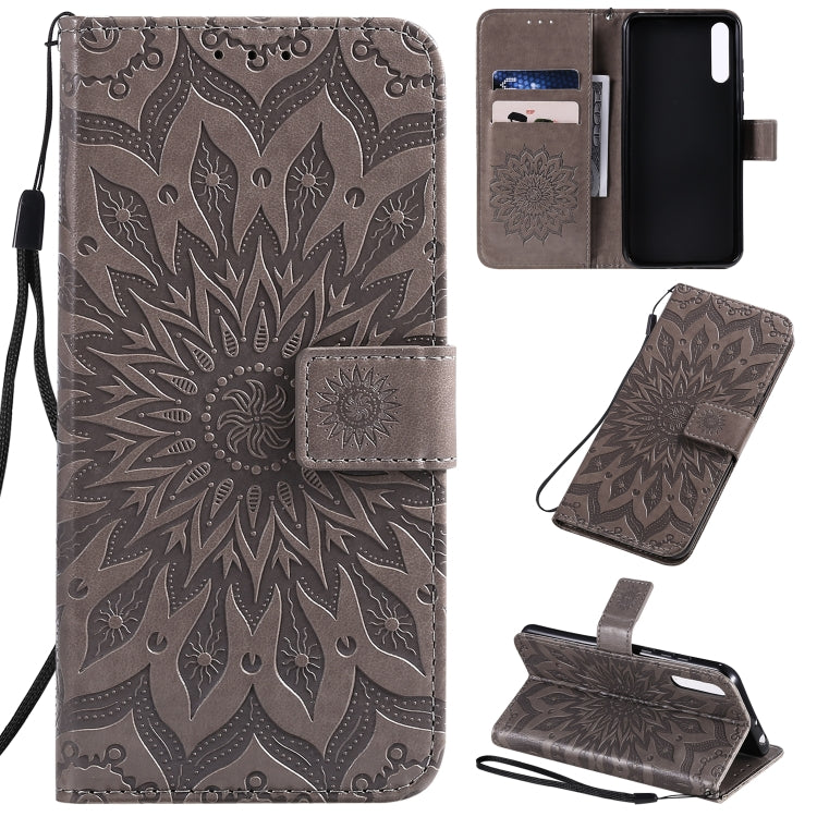 Pressed Printing Sunflower Pattern Horizontal Flip PU Leather Case with Holder & Card Slots & Wallet & Lanyard, For Vivo Y15 / Y17, For Huawei Enjoy 10S, For Xiaomi Redmi 8