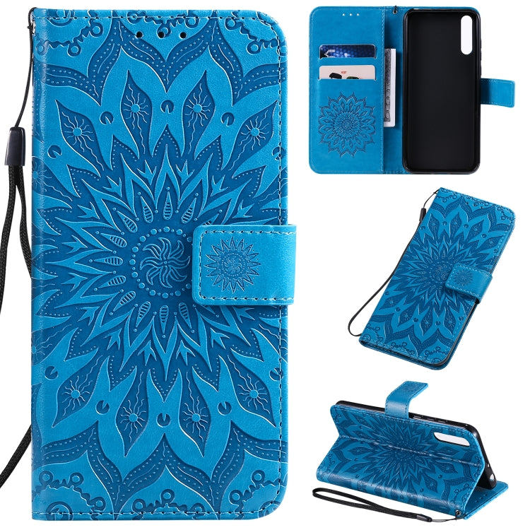 Pressed Printing Sunflower Pattern Horizontal Flip PU Leather Case with Holder & Card Slots & Wallet & Lanyard, For Vivo Y15 / Y17, For Huawei Enjoy 10S, For Xiaomi Redmi 8