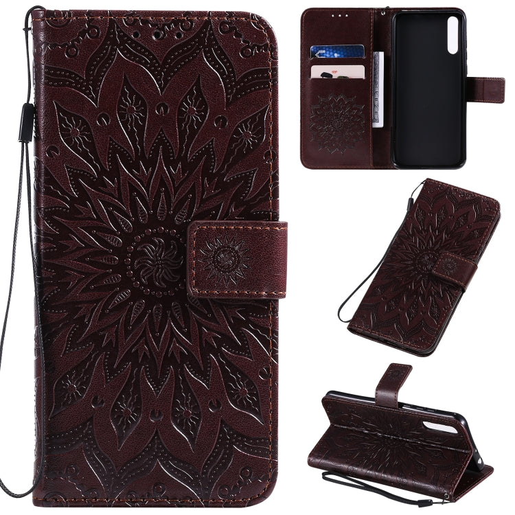 Pressed Printing Sunflower Pattern Horizontal Flip PU Leather Case with Holder & Card Slots & Wallet & Lanyard, For Vivo Y15 / Y17, For Huawei Enjoy 10S, For Xiaomi Redmi 8